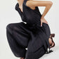 Pleated Sleeveless Button Front Jumpsuit