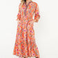 3/4 Sleeve Print Maxi Dress