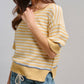 Yellow Striped Contrast Trim Sweater Tee