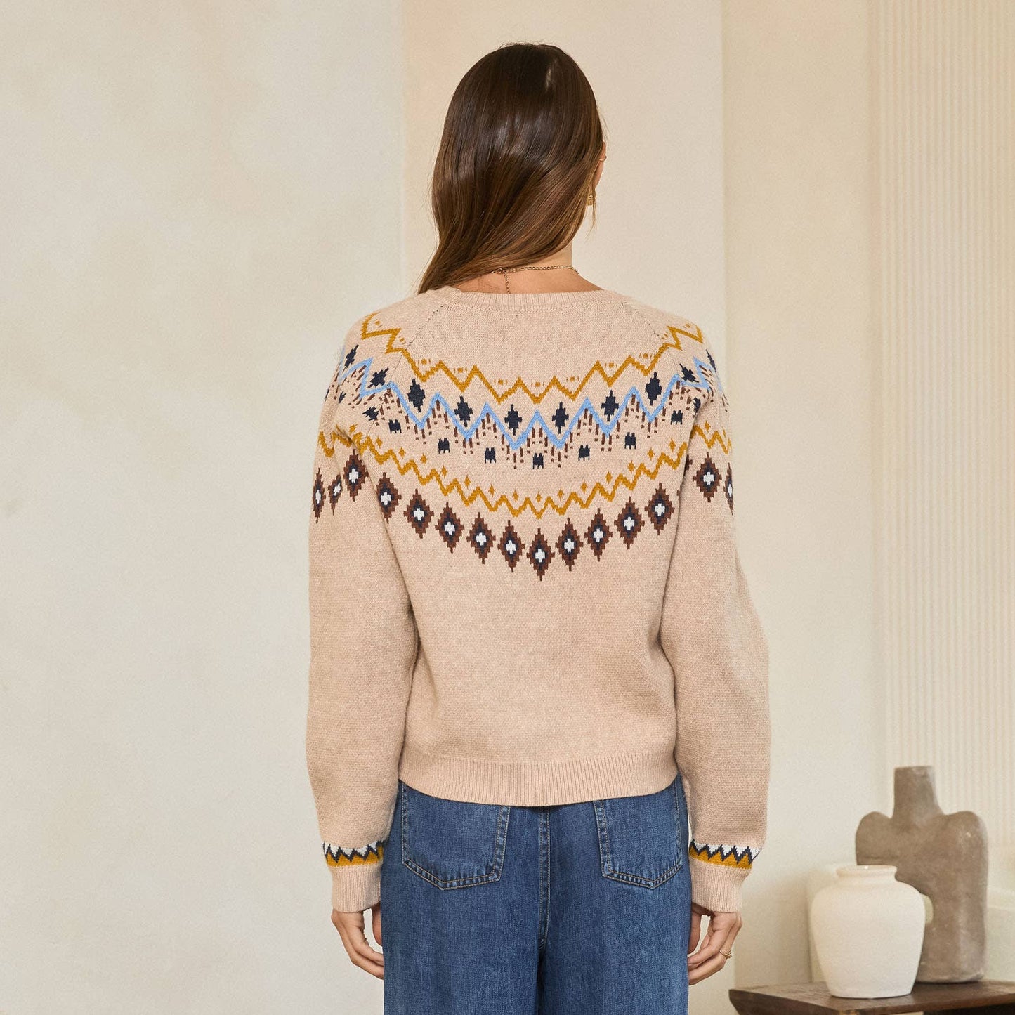 Fair Isle Long Sleeve Crewneck Sweater