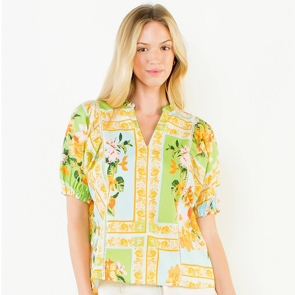 Short Sleeve Floral Print Top