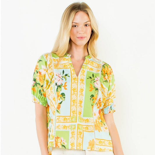 Short Sleeve Floral Print Top