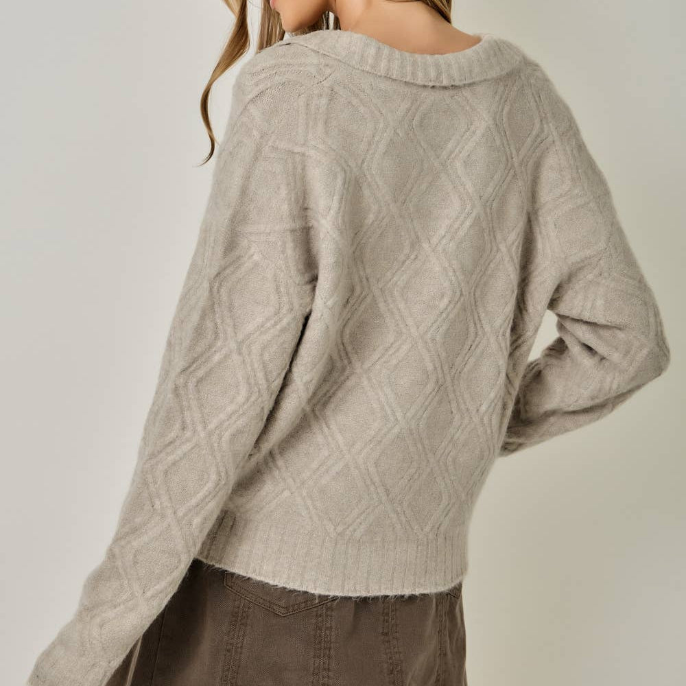 Diamond Textured Mohair Pullover