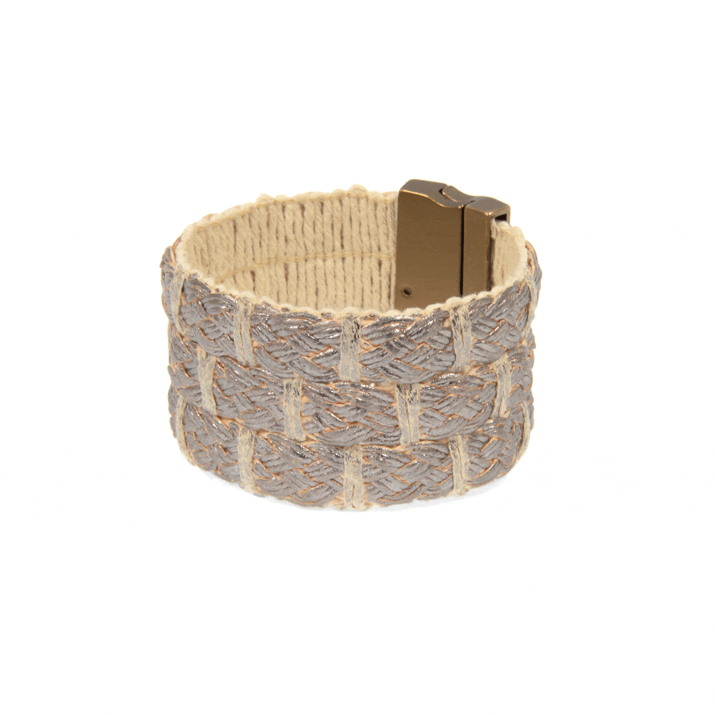 Grey Leather Basketweave Bracelet