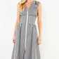 Sleeveless Vertical Striped Zippered Dress