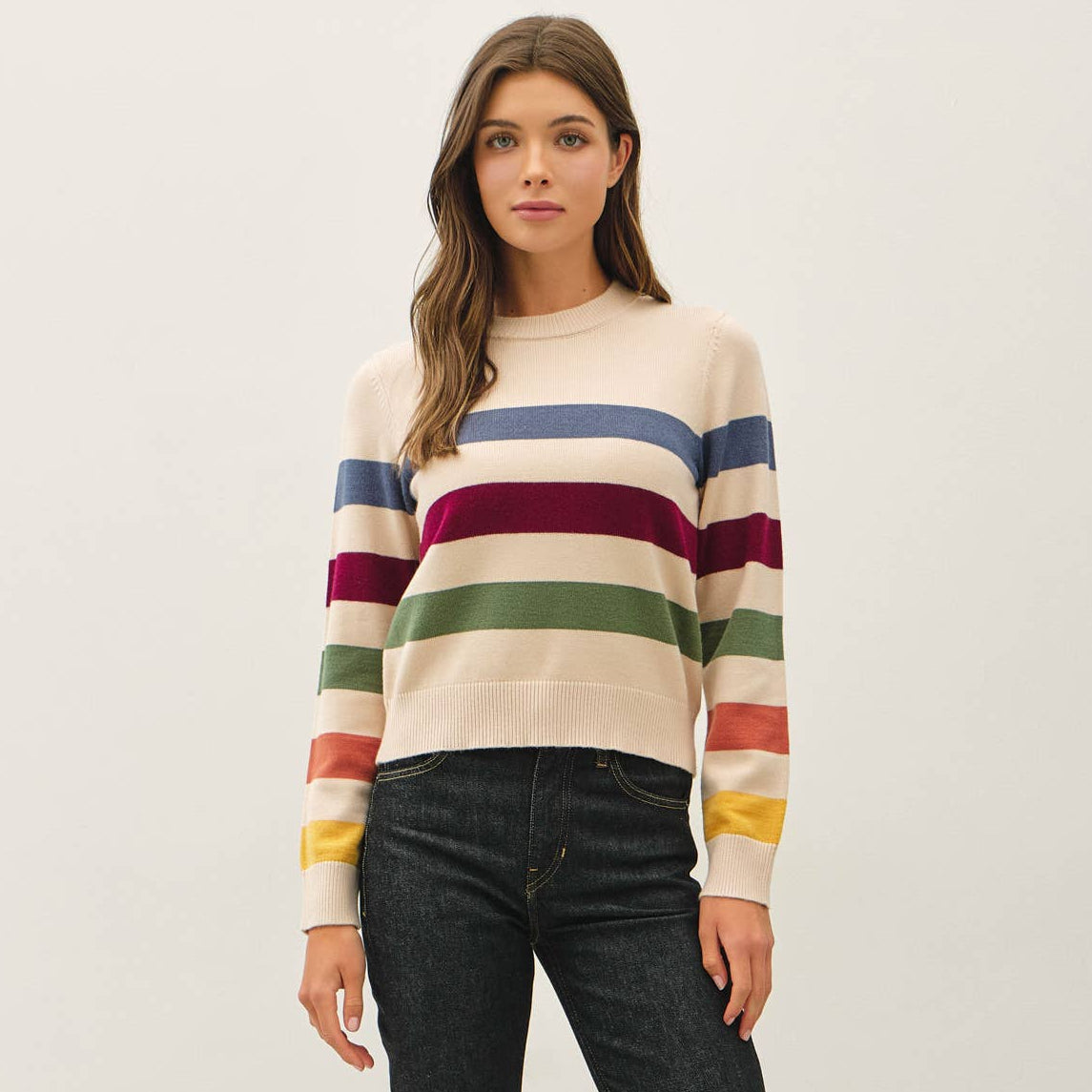 Rainbow Striped Knit Sweater