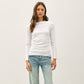 Modal Ribbed Boat Neck Shirred Waist Top
