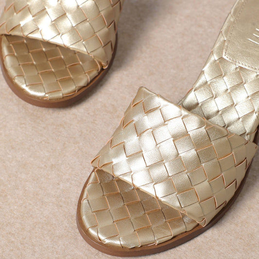 Riley Gold Weave Heel Sandal