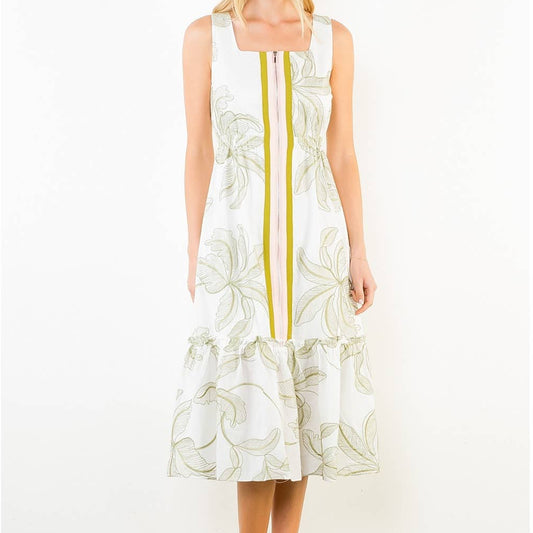 Zipper Long Leaf Dress