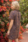 Ruffled V-Neck Animal Velvet Jacquard Dress