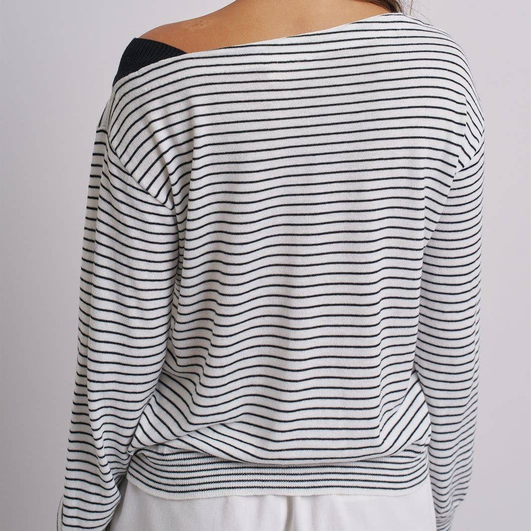 Asymmetrical Striped One-Shoulder Top