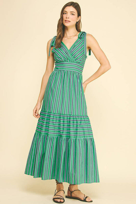 STRIPE TIERED MAXI DRESS