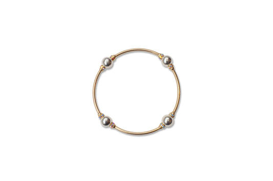 8mm Crystal Sterling Silver and Gold Blessing Bracelet