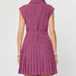 Dot Pleated Button Down Mini Dress