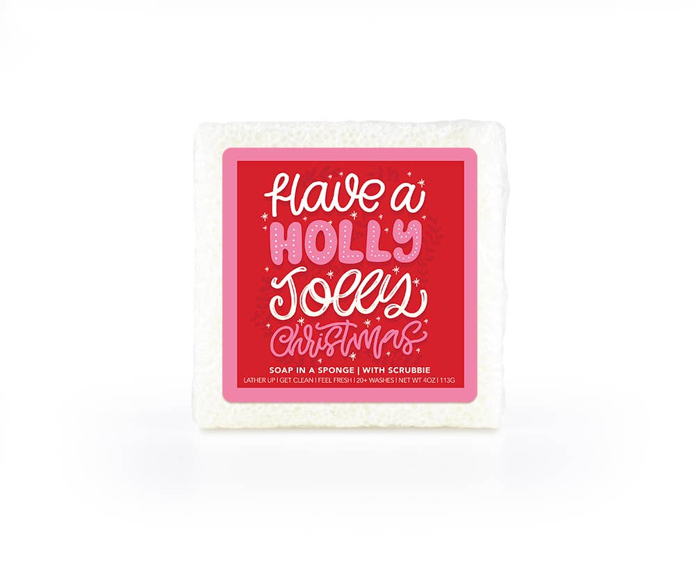 Have A Holly Jolly Christmas Soap in a Square Sponge|Seaside