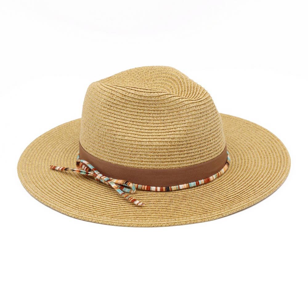Tan Summer Straw Fedora Hat