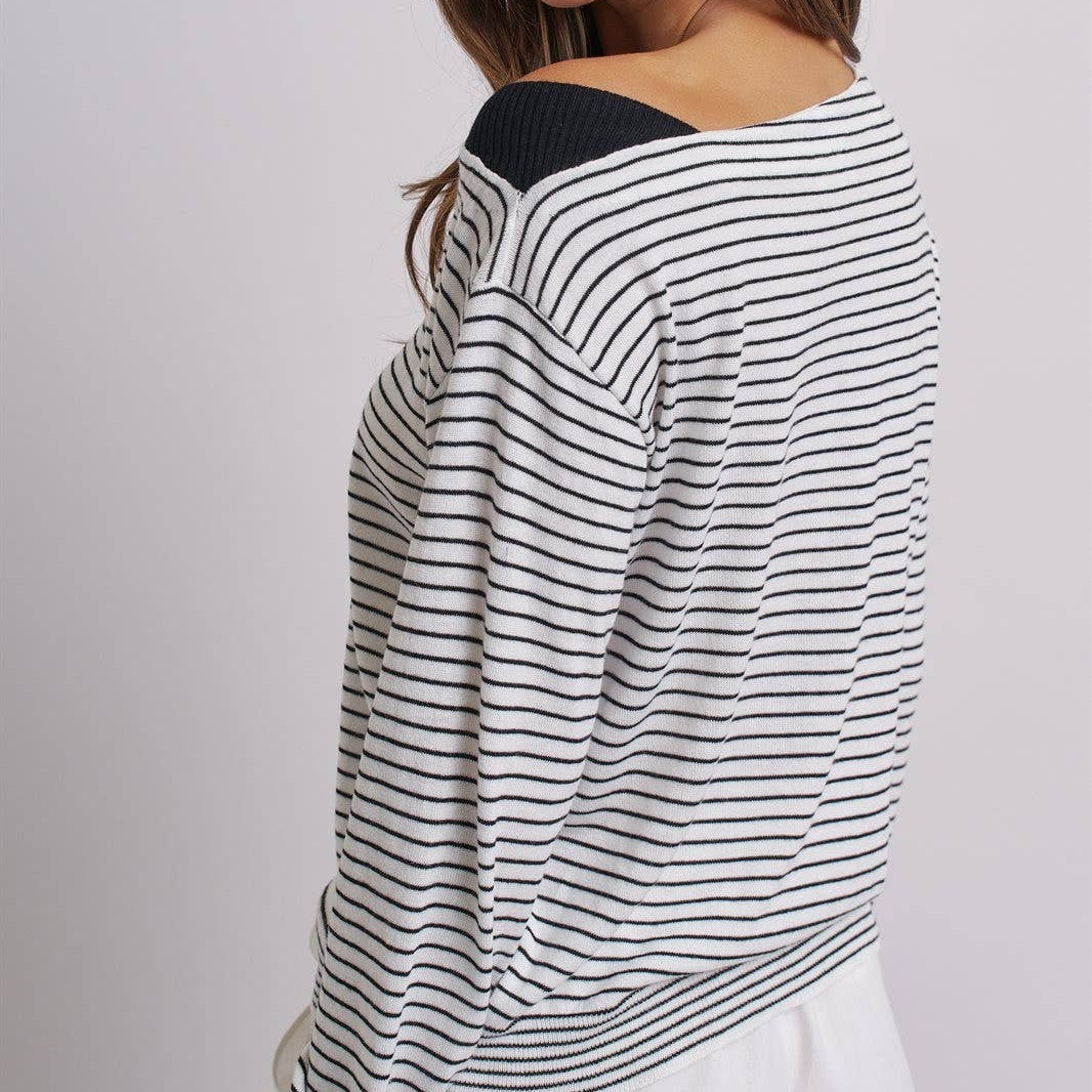 Asymmetrical Striped One-Shoulder Top