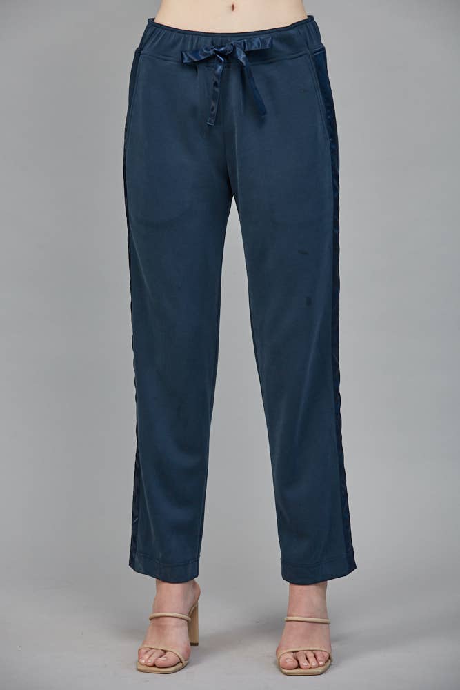 Contrast Satin Trim Detail Lounge Pants