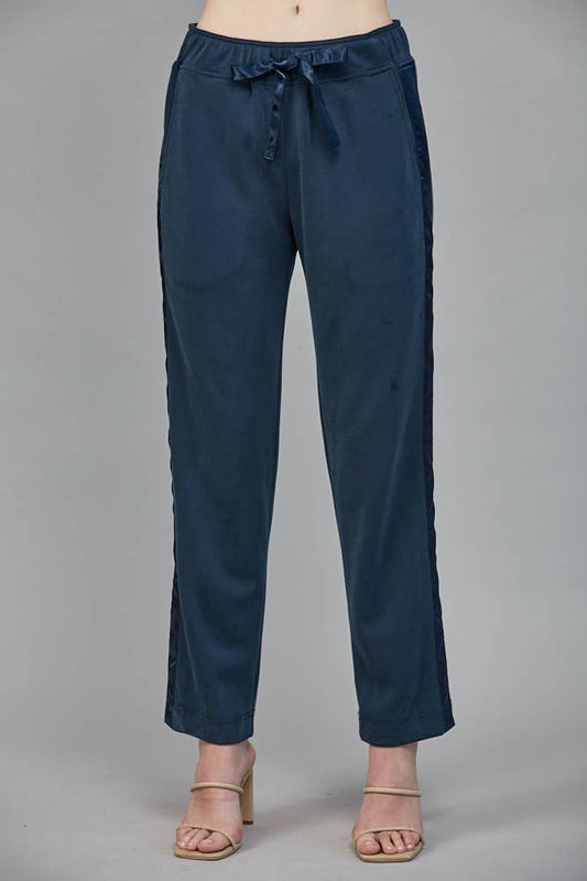 Contrast Satin Trim Detail Lounge Pants