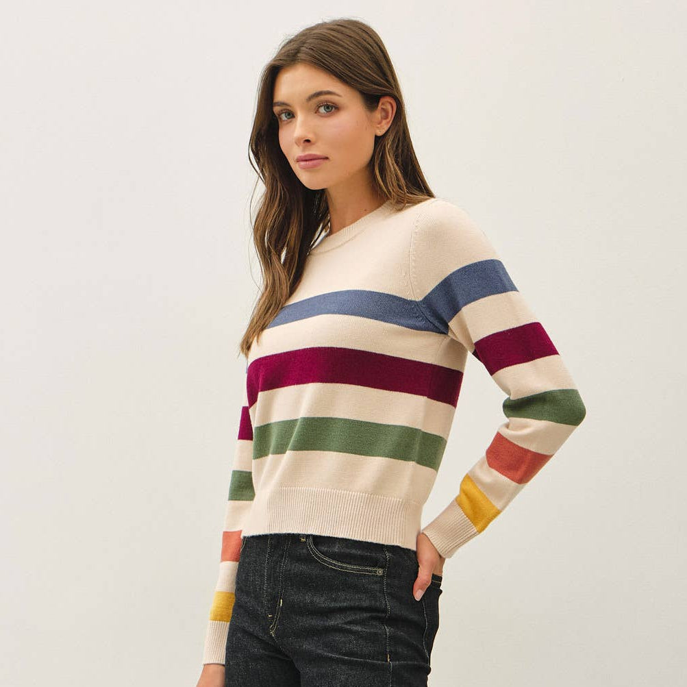 Rainbow Striped Knit Sweater