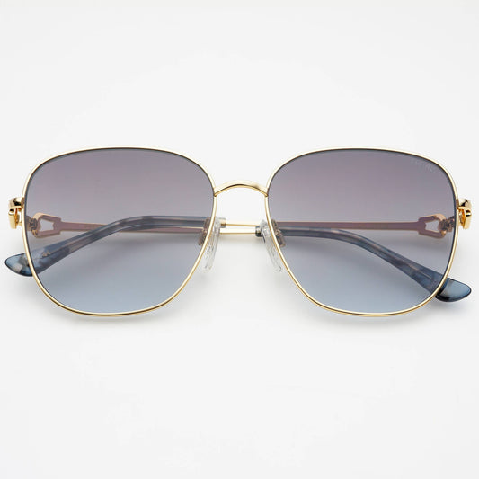 Lea Womens Round Sunglasses  : Gold / Gradient Gray