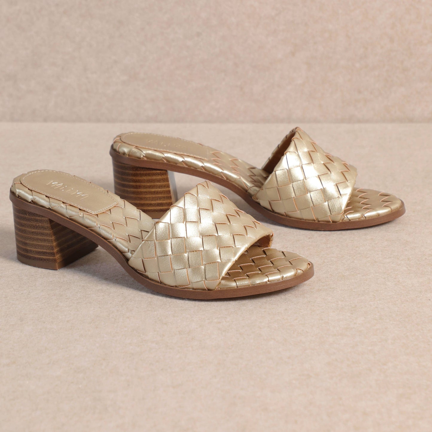 Riley Gold Weave Heel Sandal