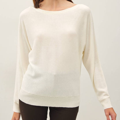 Dolman Sleeve Fine Gauge Boatneck Sweater