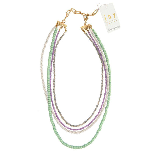 Lilac & Aqua Beaded 4 Row Necklace