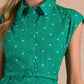 Green Multi Polka Dot Belted Shirt Blouse