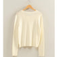 Crew Neck Long Sleeve Buttoned Cardigan: WHIP CREAM
