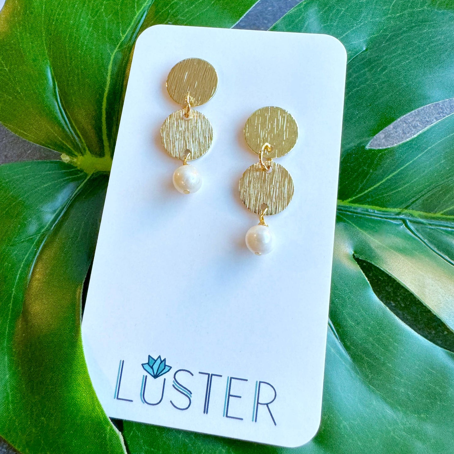Brass + Pearl Lightweight Unique Earrings