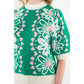 Flower Knit Sweater Top: GREEN / XS