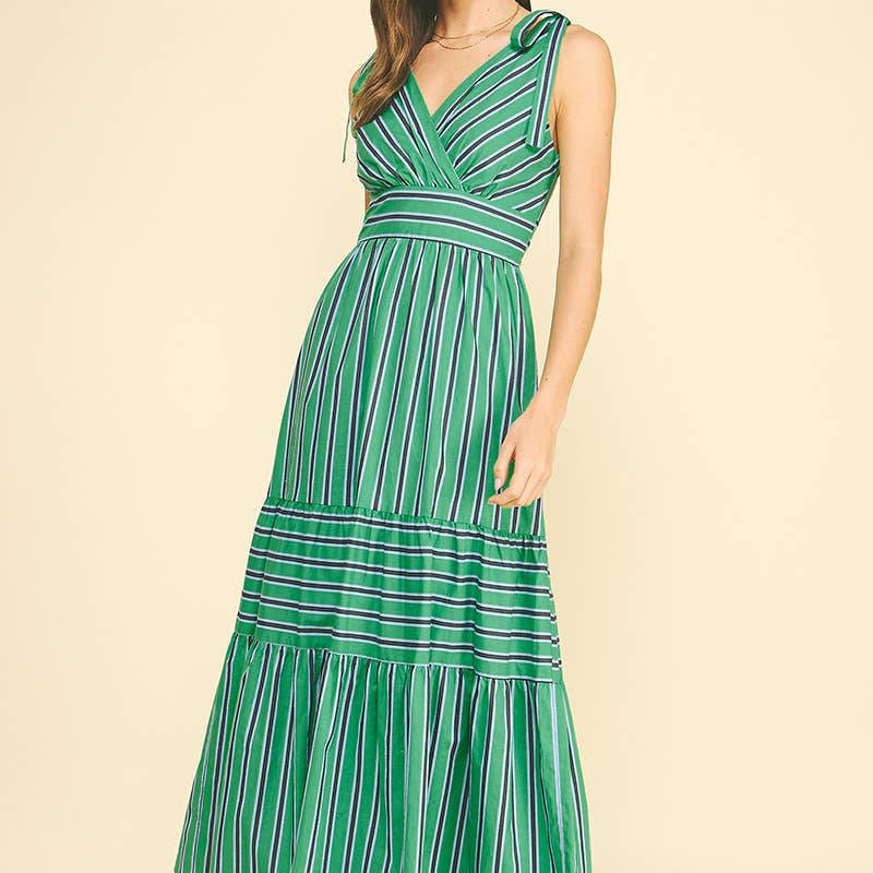 STRIPE TIERED MAXI DRESS