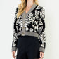 Floral V-Neck Cardigan With Gold Buttons