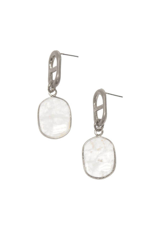 Silver Clear Quartz Dangle Post Earrings