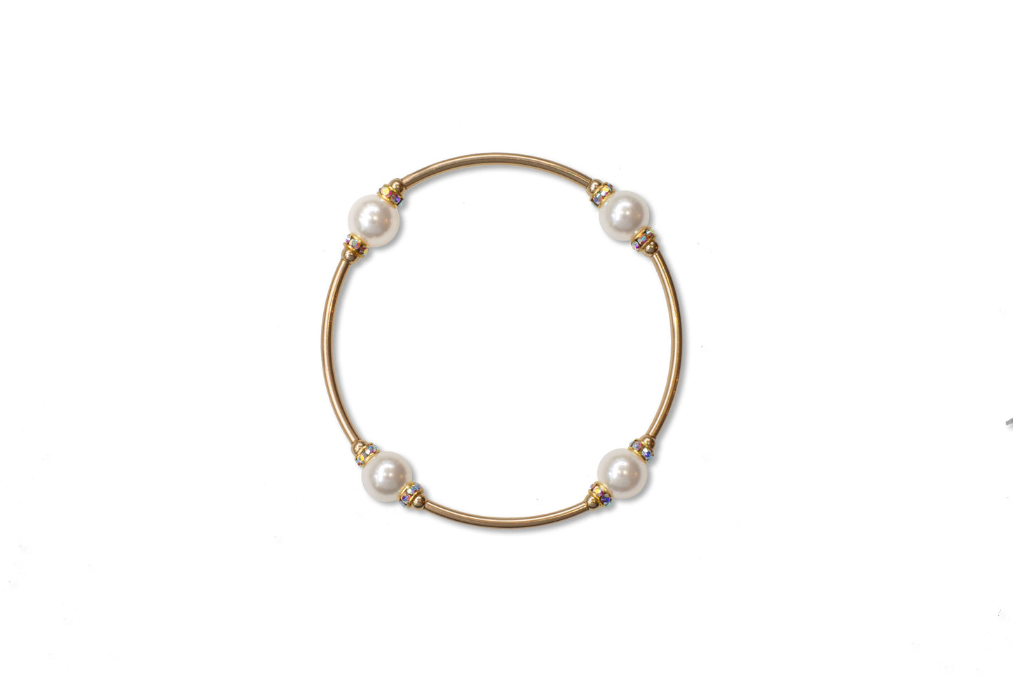 8mm Crystal White Swarovski Pearl in Gold Blessing Bracelet