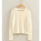 Crew Neck Long Sleeve Buttoned Cardigan: WHIP CREAM