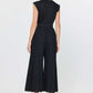 Pleated Sleeveless Button Front Jumpsuit