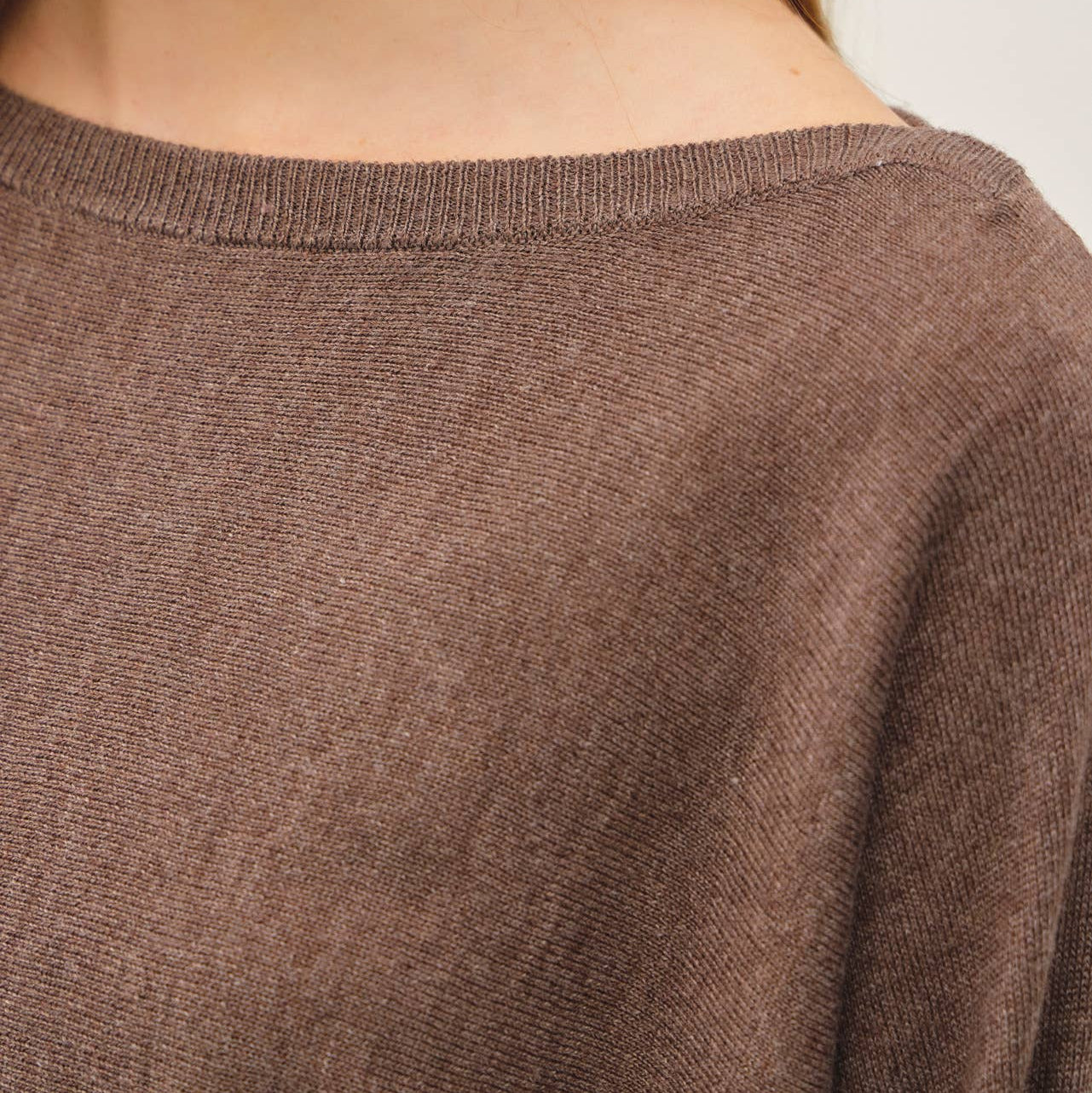 Dolman Sleeve Fine Gauge Boatneck Sweater