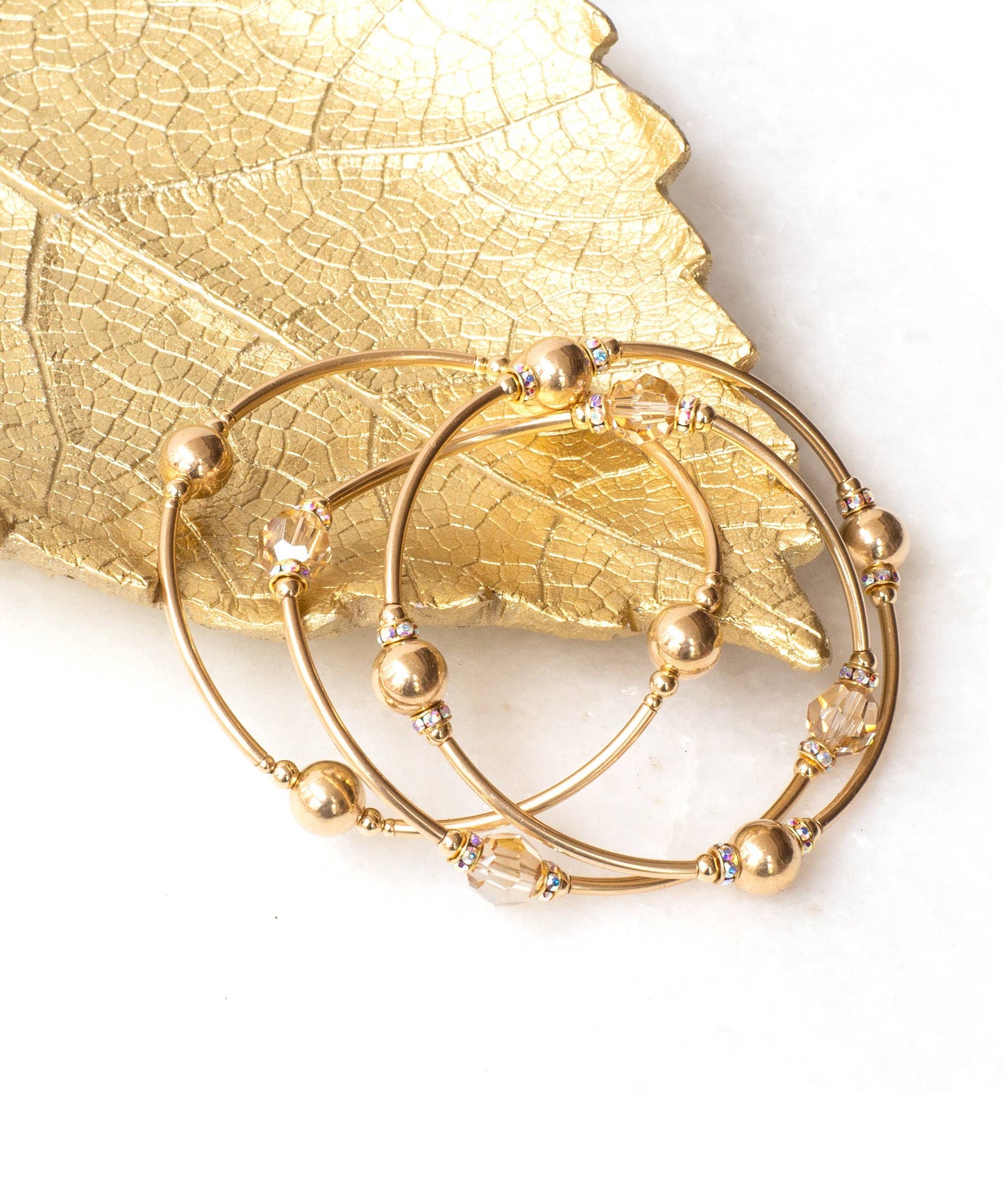 8mm Crystal Golden Shadow in Gold Blessing Bracelet