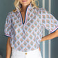 Periwinkle Multi Stripe Contrast Detail Floral Printed Top