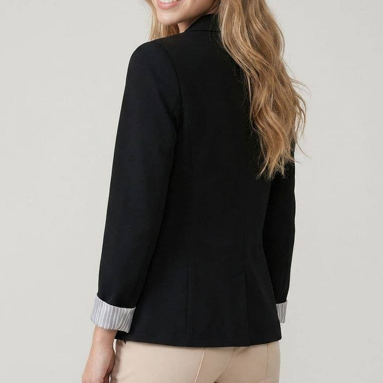 One Button Blazer with Striped Lining
