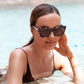 Portofino Acetate Oversized Cat Eye Sunglasses: Milky Tortoise
