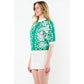 Flower Knit Sweater Top: GREEN / XS