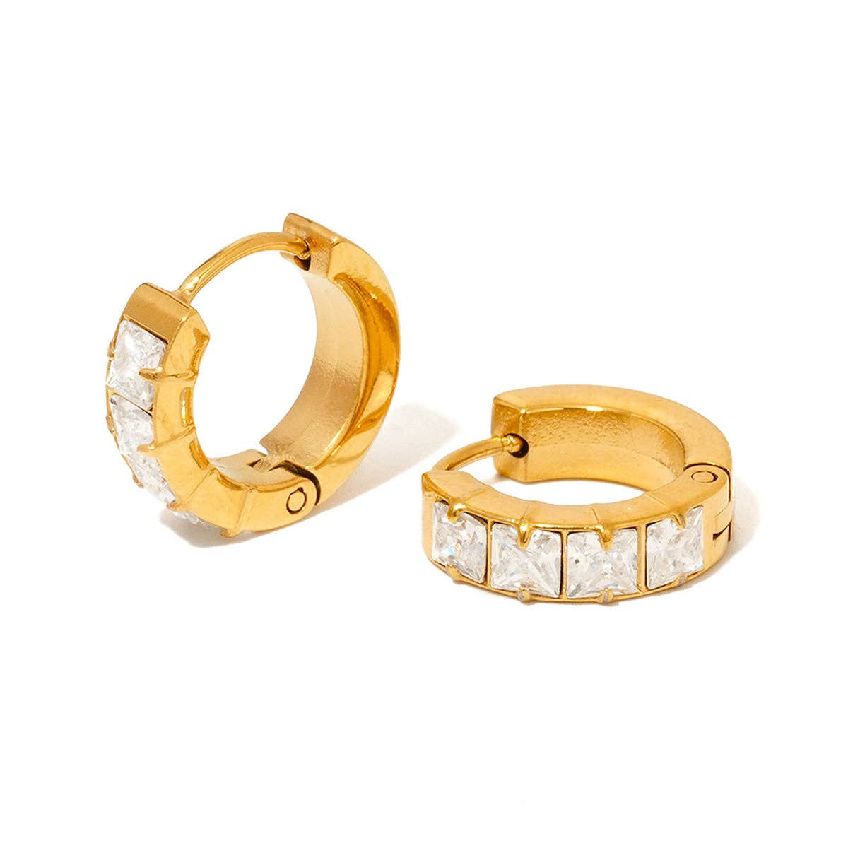 Demi Diamond Huggie Hoops - Waterproof