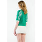 Flower Knit Sweater Top: GREEN / XS