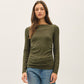 Modal Ribbed Boat Neck Shirred Waist Top