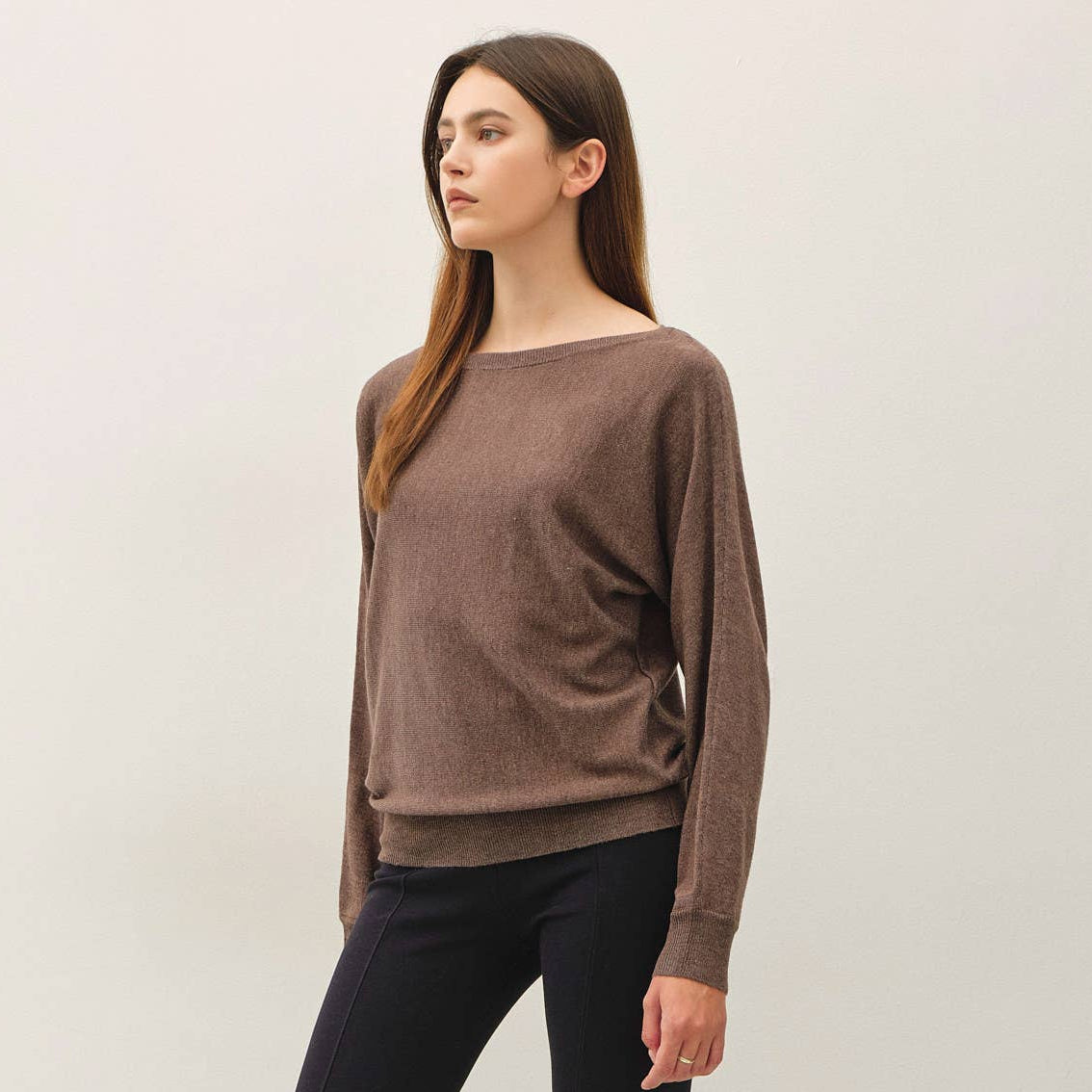 Dolman Sleeve Fine Gauge Boatneck Sweater