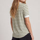 Split V-Neck Striped Short Sleeve Top