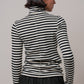Contrast Seam Turtleneck Knit Top